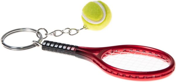 Key ring Mini Tennis Racket Keychain Ring - red
