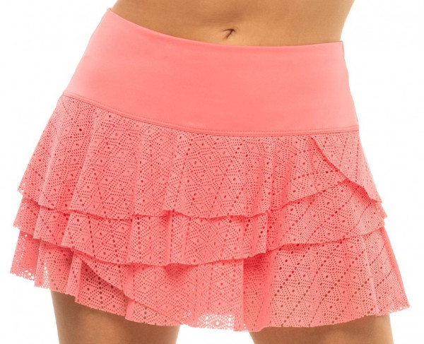 Jupes de tennis pour femmes Lucky in Love Patch Me If You Can Patch Stripe Rally Skirt - pink