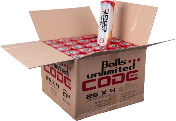 Karton piłek tenisowych Balls Unlimited Code Red 25 x 4B