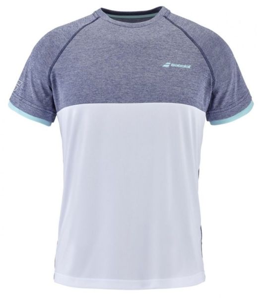 Тениска за момчета Babolat Play Crew Neck Tee Boy - white/blue heather