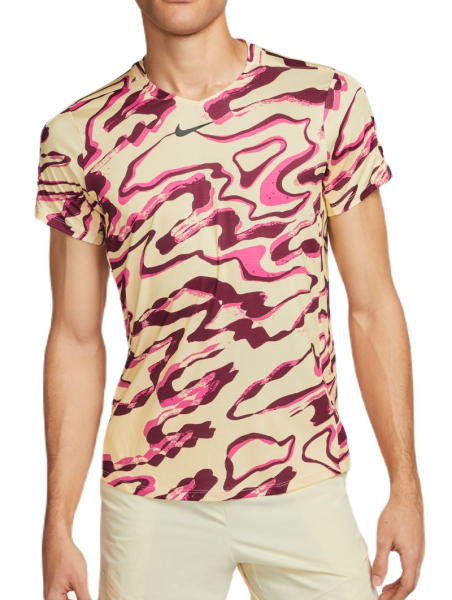 T-krekls vīriešiem Nike Court Dri-Fit Advantage Printed Top - alabaster/black