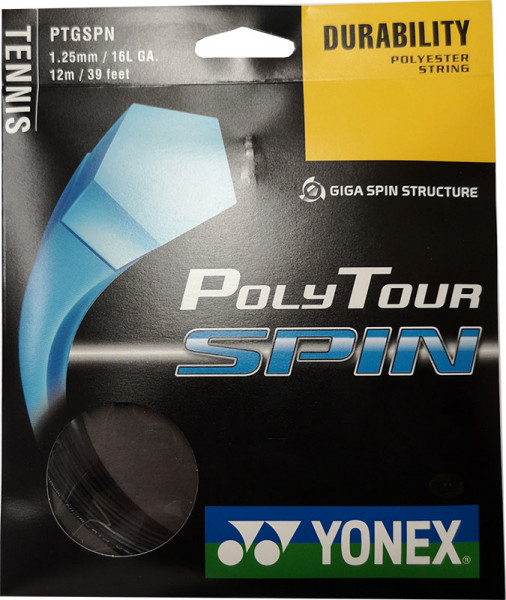 Corda da tennis Yonex Poly Tour Spin (12 m) - black