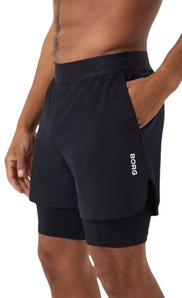 Pantaloncini da tennis da uomo Björn Borg 2in1 - Nero