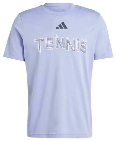 T-shirt pour hommes Adidas Tennis Hi-Visibility Interview Graphic - Bleu