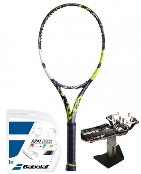 Racchetta Tennis Babolat Pure Aero - grey/yellow/white + corda + servizio di racchetta