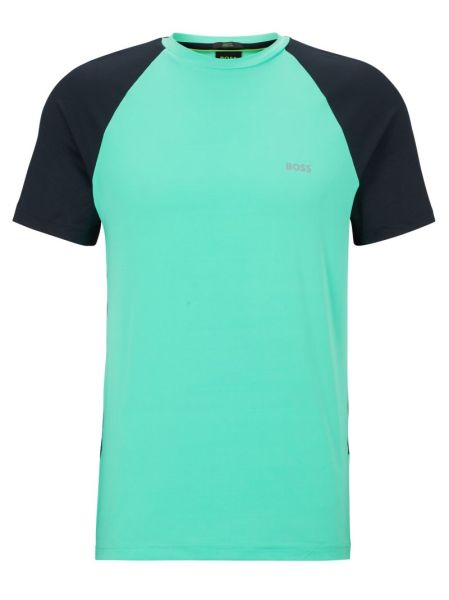 Pánske tričko BOSS x Matteo Berrettini Colour-Blocked Slim-Fit T-Shirt With Decorative Reflectiv - light green