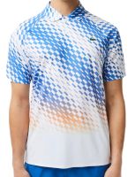 Meeste tennisepolo Lacoste Tennis X Novak Djokovic Checkerboard Print Polo Shirt - white/blue/light orange Meeste tennisepolo Lacoste Tennis X Novak Djokovic Checkerboard Print Polo Shirt - white/blue/light orange