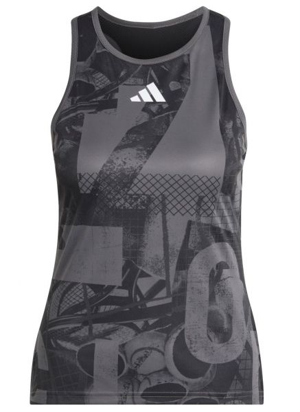 Női tenisz top Adidas Club Graphic Tank - grey five/black/carbon