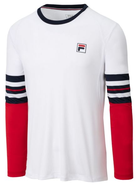 Camiseta de manga larga de tenis para hombre Fila Longsleeve Tom - white/fila navy/fila red