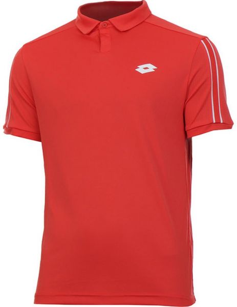Мъжка тениска с якичка Lotto Squadra II Polo PL - cliff red