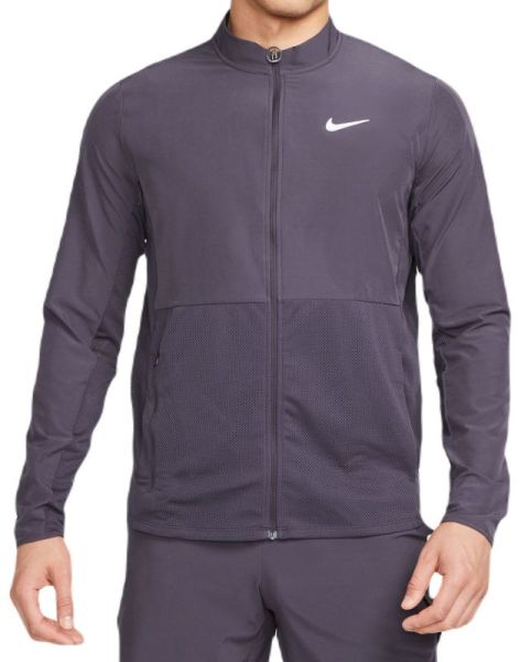 Herren Tennissweatshirt Nike Court Advantage Packable Jacket - gridiron/white