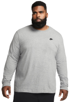Pánske tričká (dlhý rukáv) Nike Sportswear Club Tee LS - dark grey heather/black Pánske tričká (dlhý rukáv) Nike Sportswear Club Tee LS - dark grey heather/black