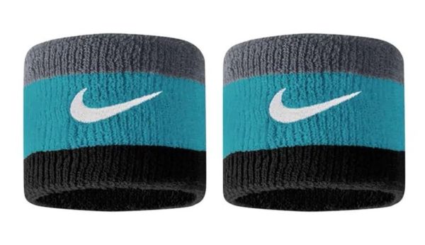 Riešo apvijos Nike Swoosh Wristbands - cool grey/teal nebula/black