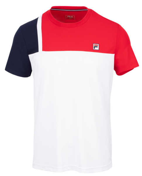 Herren Tennis-T-Shirt Fila T-Shirt Karl - white/fila red/navy