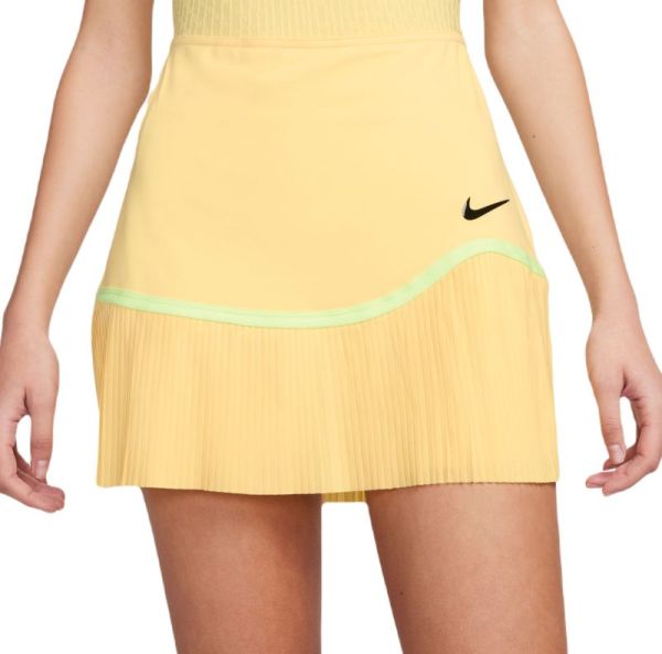 Dámská tenisová sukně Nike Dri-Fit Advantage Pleated Skirt - soft yellow/soft yellow/black