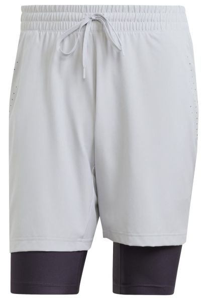 Pantaloncini da tennis da uomo Adidas Tennis Aeroready Shorts and Tight Set - Grigio