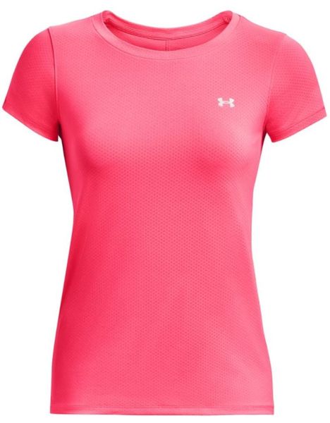 Damen T-Shirt Under Armour Women's HeatGear Armour Short Sleeve - pink shock/metallic silver