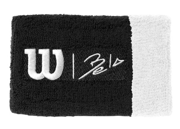Znojnik za ruku Wilson Bela Extra Wide Wirstband II - Bijel, Crni