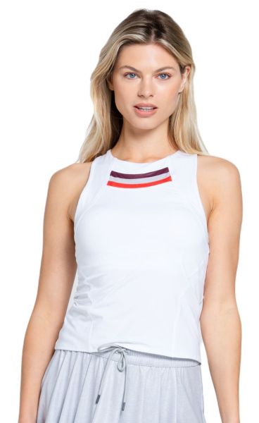 Damski top Lucky in Love Metallic Novelty Stripe Tank with Bra - Biały