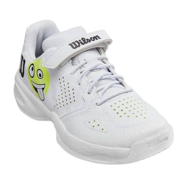 Juniorskie buty tenisowe Wilson Kaos Emo K - white/safety yellow/startosphere