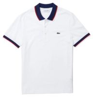 Polo de tenis para hombre Lacoste Regular Fit Stretch Cotton Piqué Contrast Collar Polo Shirt - Blanco