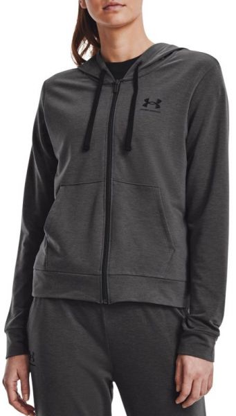 Damen Tennissweatshirt Under Armour Women's UA Rival Terry Full-Zip Hoodie - jet gray/black