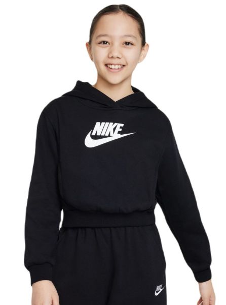 Girls' jumper Nike Sportswear Club Fleece Crop Hoodie - black/white