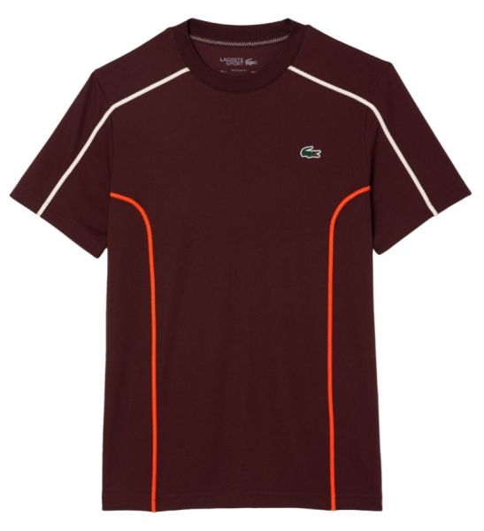 Męski T-Shirt Lacoste Ultra-Dry Pique Tennis - Brązowy