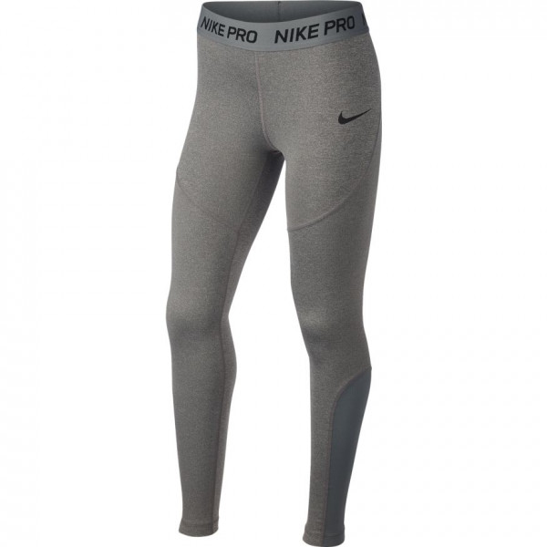 Spodnie dziewczęce Nike Pro Tight - carbon heather/cool grey/cool grey/black