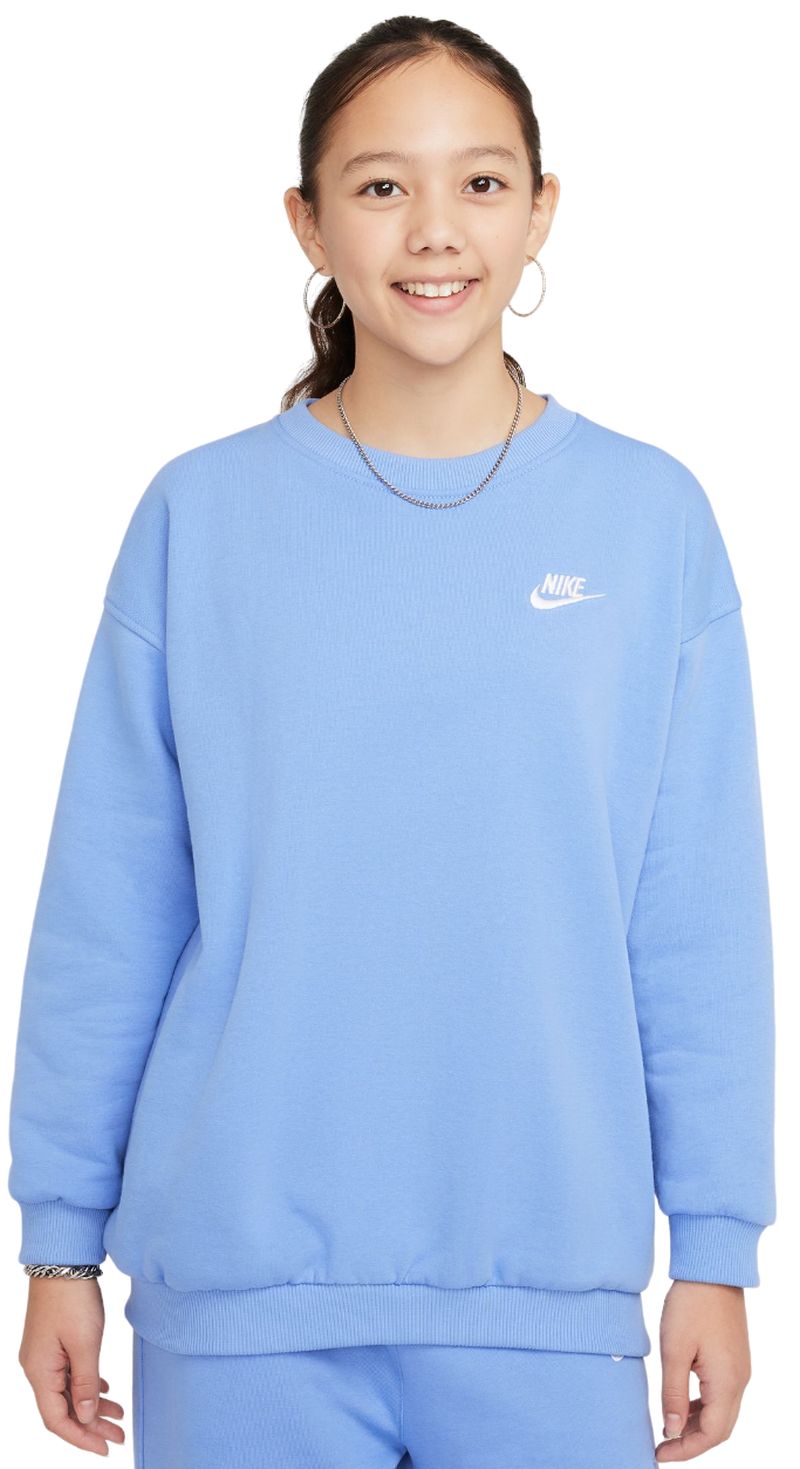 Girls jumper Nike Kids Sportswear Club Fleece Oversized Blue Tennis Zone Tennis Shop