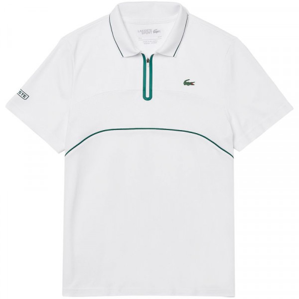  Lacoste Men’s Sport Breathable Zip Tennis Polo - white/green