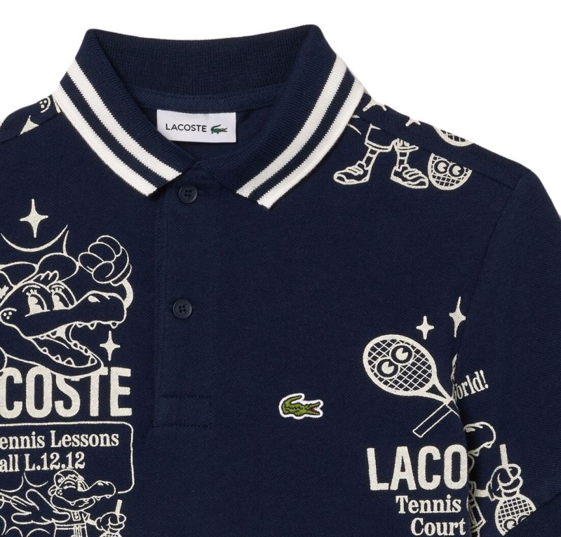 Boys\' t-shirt Lacoste Graphic Print Cotton Polo - navy blue/white | Tennis  Zone | Tennis Shop