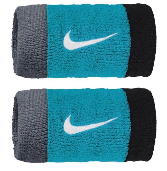 Riešo apvijos Nike Swoosh Doubl -Wide Wristbands - cool grey/teal nebula/black