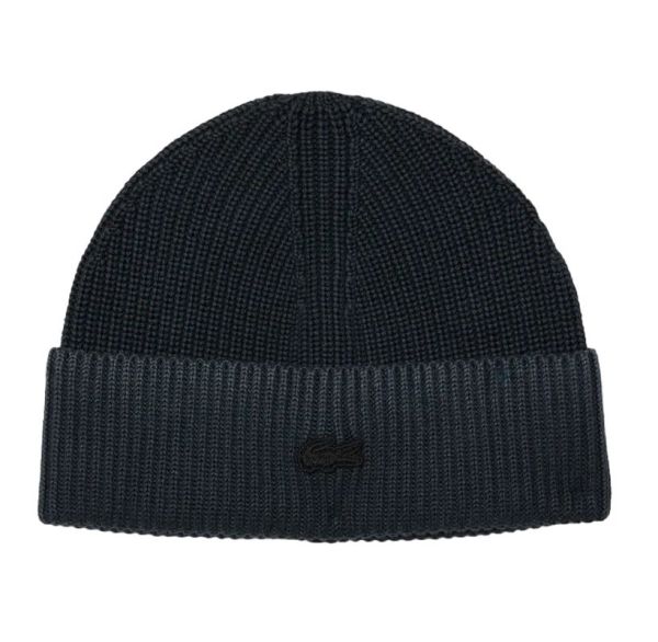 Wintermütze Lacoste Washed Effect Ribbed Cotton - Schwarz