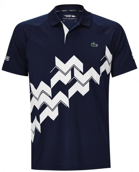  Lacoste Men's SPORT x Novak Djokovic Breathable Jersey Polo Shirt - navy blue/whit