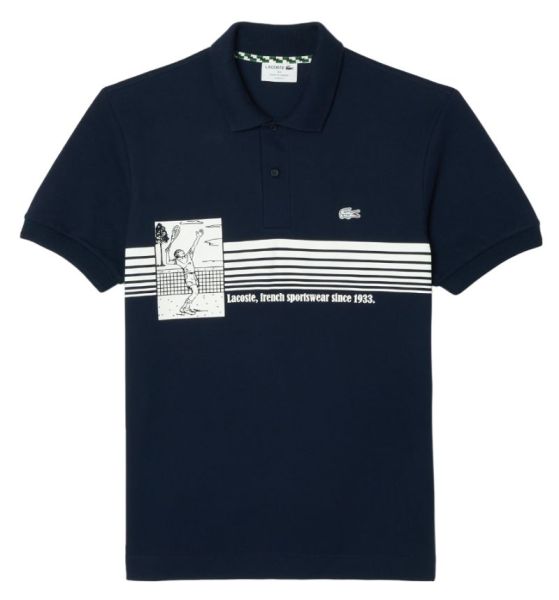 Polo da tennis da uomo Lacoste French Made Original L.12.12 Print Polo Shirt - midnight blue
