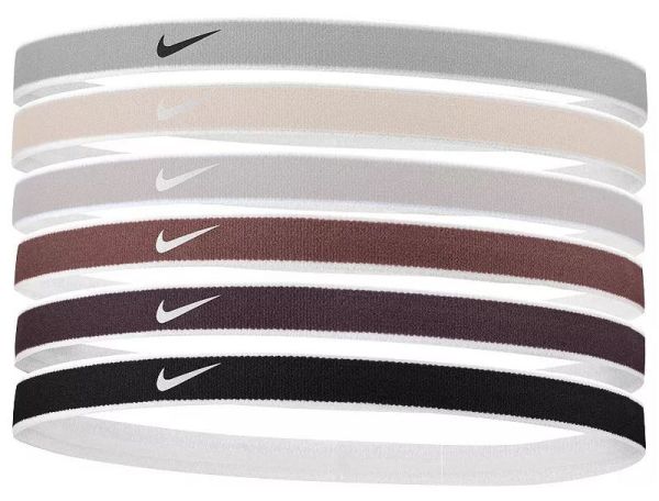Cinta para el pelo Nike Tipped Swoosh Sport Headbands 6P - sail/light orewood browne/black