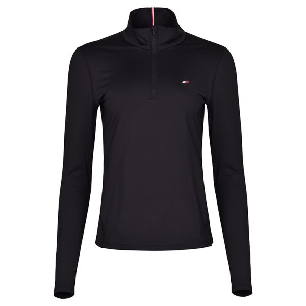 Damen Tennissweatshirt Tommy Hilfiger Essentials Slim Half Zip LS - black