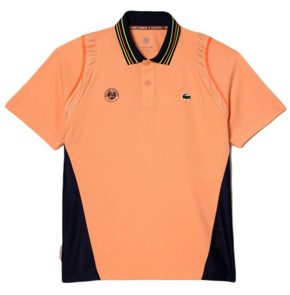 Men's Polo T-shirt Lacoste Sport Roland Garros Edition Ultra-Dry Two Tone Polo Shirt - light orange/navy blue