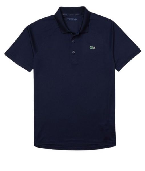 Polo marškinėliai vyrams Lacoste SPORT Breathable Run-Resistant Interlock Polo Shirt - navy blue