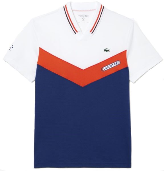 Pánské tenisové polo tričko Lacoste Tennis x Daniil Medvedev Seamless Effect Polo Shirt - navy blue/orange/white