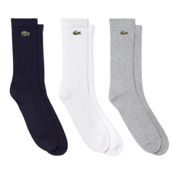 Teniso kojinės Lacoste Sport High Cut Socks 3P - grey chine/white/navy blue