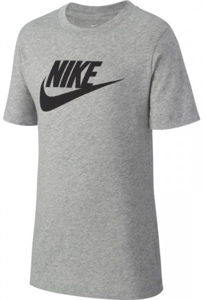 Koszulka chłopięca Nike Swoosh Tee Futura Icon TD - dark grey heather/black