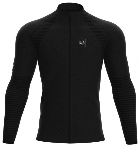 Férfi tenisz pulóver Compressport Seamless Zip Sweatshirt - black