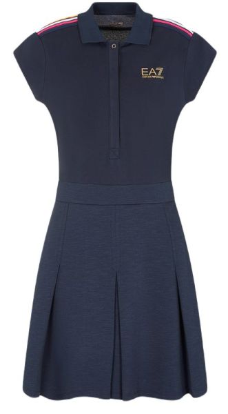 Damen Tenniskleid EA7 Woman Jersey Dress - navy blue