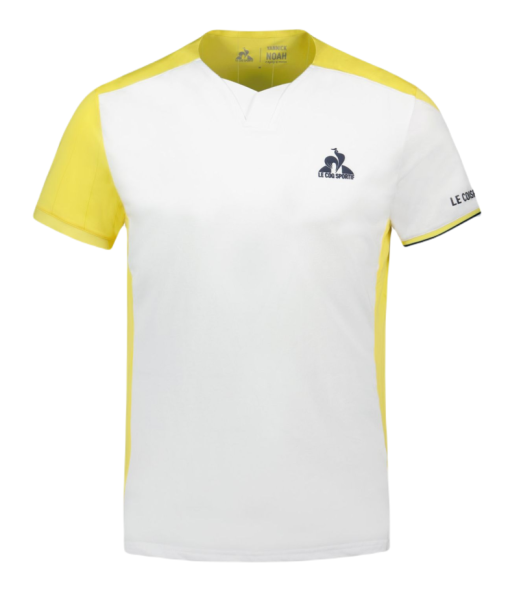 Men's T-shirt Le Coq Sportif Tennis Pro T-Shirt SS 23 N°1 M - new optical white/jaune champion