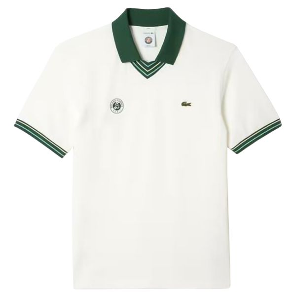  Lacoste Sport Roland Garros Edition V-Neck Polo Shirt - white/green/green
