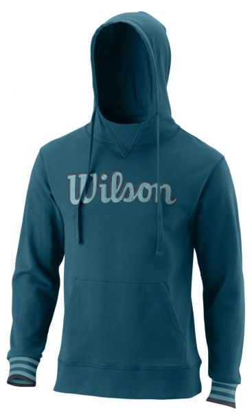 Férfi tenisz pulóver Wilson Script Eco Cotton PO Hoody Slimfit - blue coral