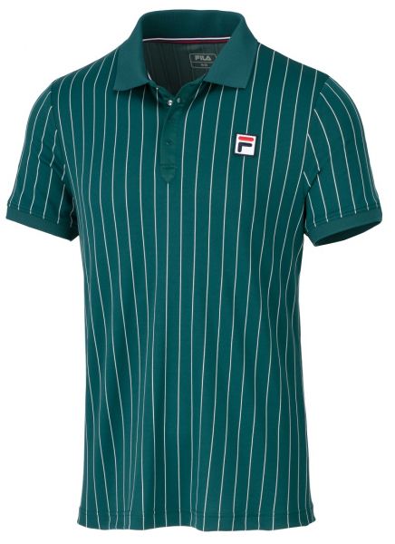 Herren Tennispoloshirt Fila Polo Stripes - deep teal/white