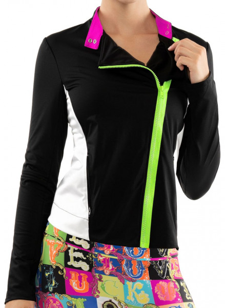 Damen Tennissweatshirt Lucky in Love Rockin Rococo Moto Jacket 2.0 Women - black